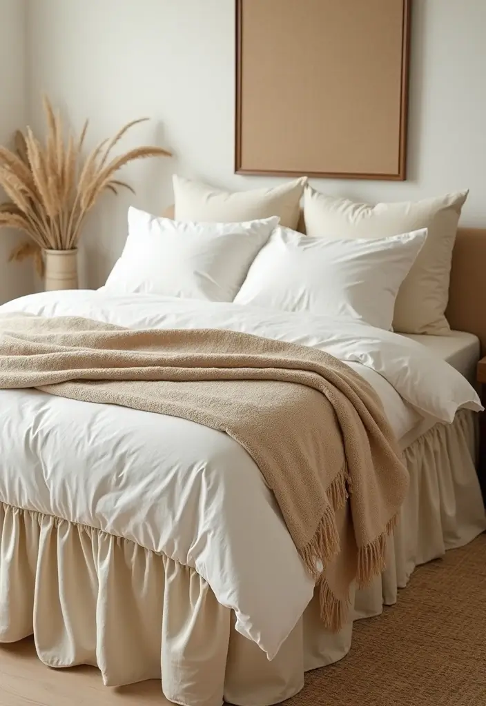 30 Cream Color Bedroom Ideas That Feel Soft, Bright & Welcoming 30 30 Cream Color Bedroom Ideas That Feel Soft, Bright & Welcoming - 29. Cream Color Bedding Accessories