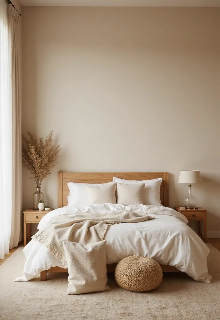30 Cream Color Bedroom Ideas That Feel Soft, Bright & Welcoming 4 30 Cream Color Bedroom Ideas That Feel Soft, Bright & Welcoming - 3. Earthy Tones with Cream Accents