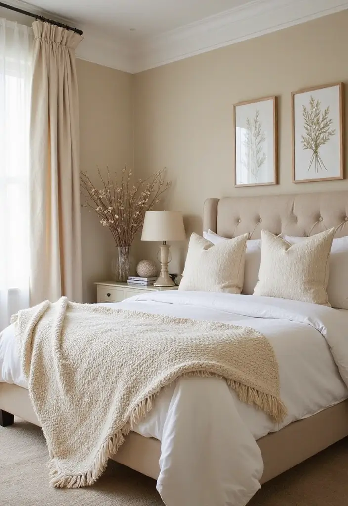 30 Cream Color Bedroom Ideas That Feel Soft, Bright & Welcoming 31 30 Cream Color Bedroom Ideas That Feel Soft, Bright & Welcoming - 30. Cream Color Seasonal Decor