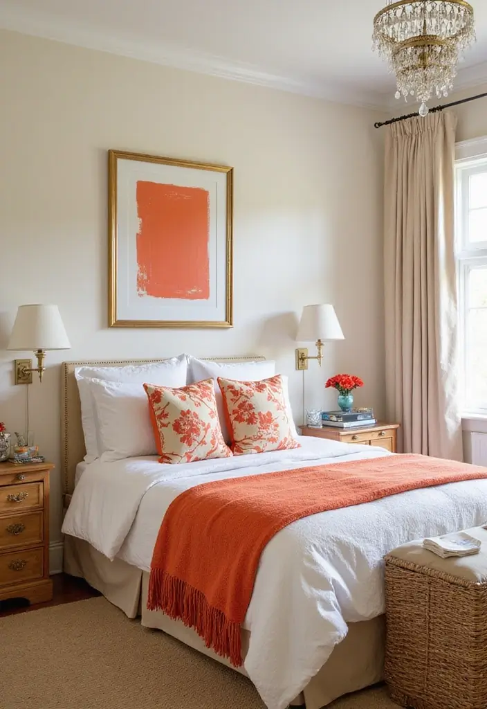 30 Cream Color Bedroom Ideas That Feel Soft, Bright & Welcoming 5 30 Cream Color Bedroom Ideas That Feel Soft, Bright & Welcoming - 4. Cream Color Schemes with Pop of Color