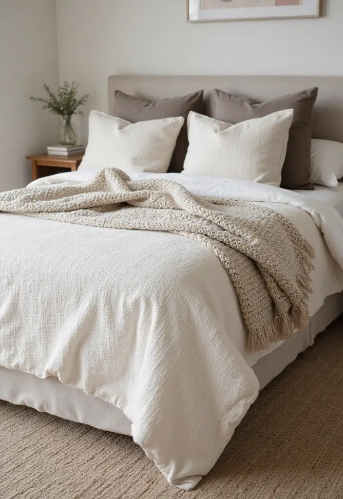 30 Cream Color Bedroom Ideas That Feel Soft, Bright & Welcoming 9 30 Cream Color Bedroom Ideas That Feel Soft, Bright & Welcoming - 8. Textured Cream Bedspreads
