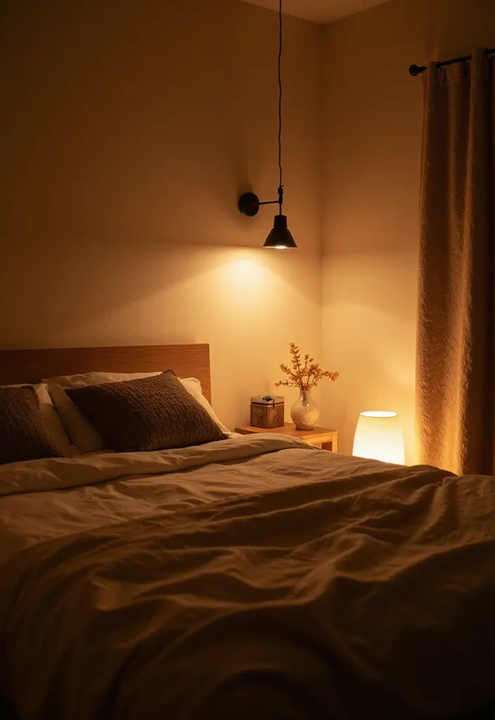 30 Cream Color Bedroom Ideas That Feel Soft, Bright & Welcoming 10 30 Cream Color Bedroom Ideas That Feel Soft, Bright & Welcoming - 9. Eco-Friendly Lighting Options