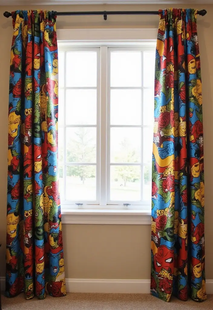 30 Marvel Bedroom Ideas Boy Rooms That Feel Heroic & Fun 14 30 Marvel Bedroom Ideas Boy Rooms That Feel Heroic & Fun - 13. Superhero-themed Curtains