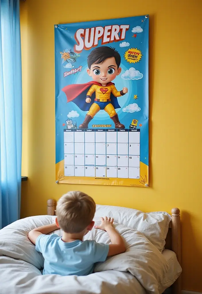 30 Marvel Bedroom Ideas Boy Rooms That Feel Heroic & Fun 17 30 Marvel Bedroom Ideas Boy Rooms That Feel Heroic & Fun - 16. Superhero Calendar