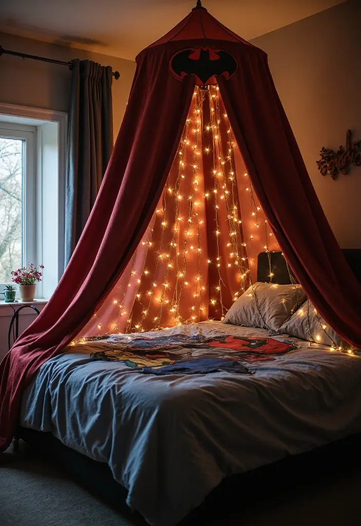 30 Marvel Bedroom Ideas Boy Rooms That Feel Heroic & Fun 19 30 Marvel Bedroom Ideas Boy Rooms That Feel Heroic & Fun - 18. Superhero-Themed Bed Canopy
