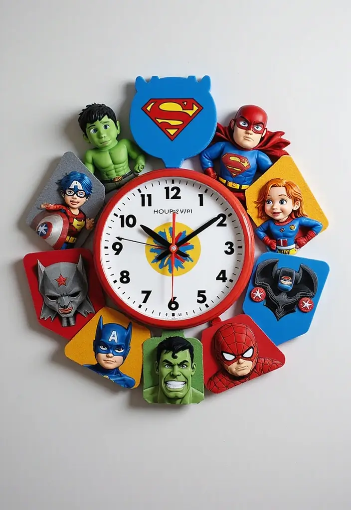 30 Marvel Bedroom Ideas Boy Rooms That Feel Heroic & Fun 20 30 Marvel Bedroom Ideas Boy Rooms That Feel Heroic & Fun - 19. Superhero-Themed Clock