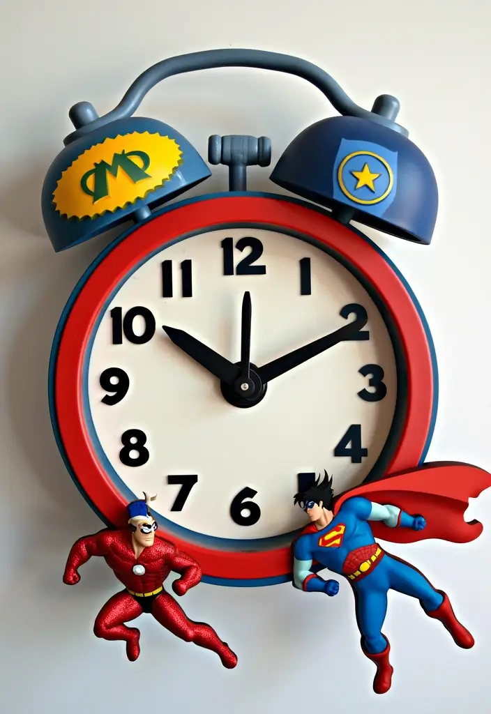 30 Marvel Bedroom Ideas Boy Rooms That Feel Heroic & Fun 23 30 Marvel Bedroom Ideas Boy Rooms That Feel Heroic & Fun - 22. Superhero-Themed Wall Clock