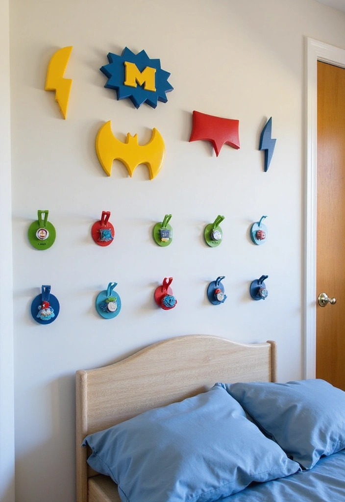 30 Marvel Bedroom Ideas Boy Rooms That Feel Heroic & Fun 30 30 Marvel Bedroom Ideas Boy Rooms That Feel Heroic & Fun - 29. Superhero-Themed Wall Hooks