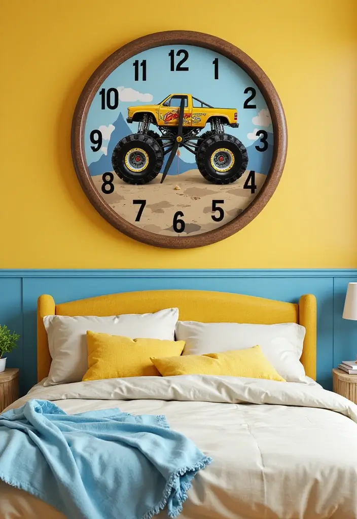 30 Monster Truck Bedroom Ideas That Kids Will Go Crazy For 12 30 Monster Truck Bedroom Ideas That Kids Will Go Crazy For - 11. Themed Wall Clocks