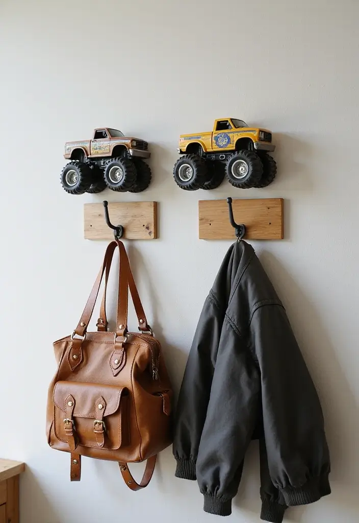 30 Monster Truck Bedroom Ideas That Kids Will Go Crazy For 15 30 Monster Truck Bedroom Ideas That Kids Will Go Crazy For - 14. Stylish Wall Hooks