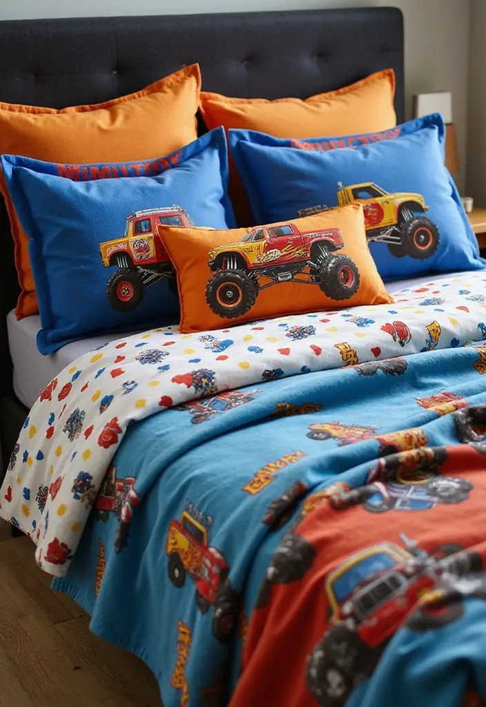 30 Monster Truck Bedroom Ideas That Kids Will Go Crazy For 18 30 Monster Truck Bedroom Ideas That Kids Will Go Crazy For - 17. Monster Truck Themed Bedding Accessories