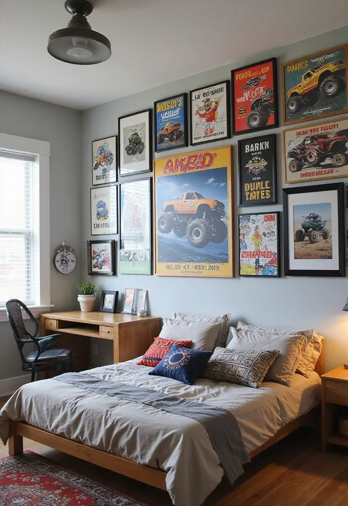 30 Monster Truck Bedroom Ideas That Kids Will Go Crazy For 26 30 Monster Truck Bedroom Ideas That Kids Will Go Crazy For - 25. Racing Themed Artwork