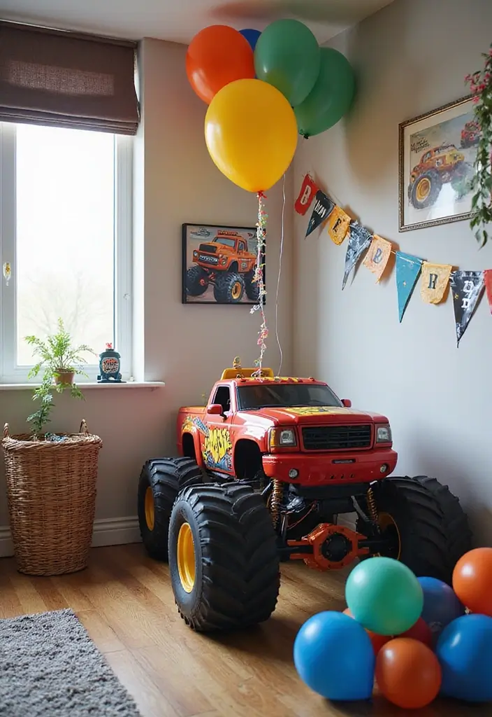 30 Monster Truck Bedroom Ideas That Kids Will Go Crazy For 29 30 Monster Truck Bedroom Ideas That Kids Will Go Crazy For - 28. Monster Truck Birthday Decor