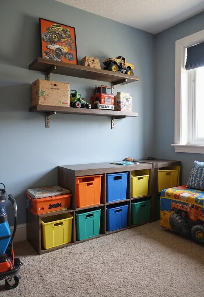 30 Monster Truck Bedroom Ideas That Kids Will Go Crazy For 5 30 Monster Truck Bedroom Ideas That Kids Will Go Crazy For - 4. Creative Storage Solutions