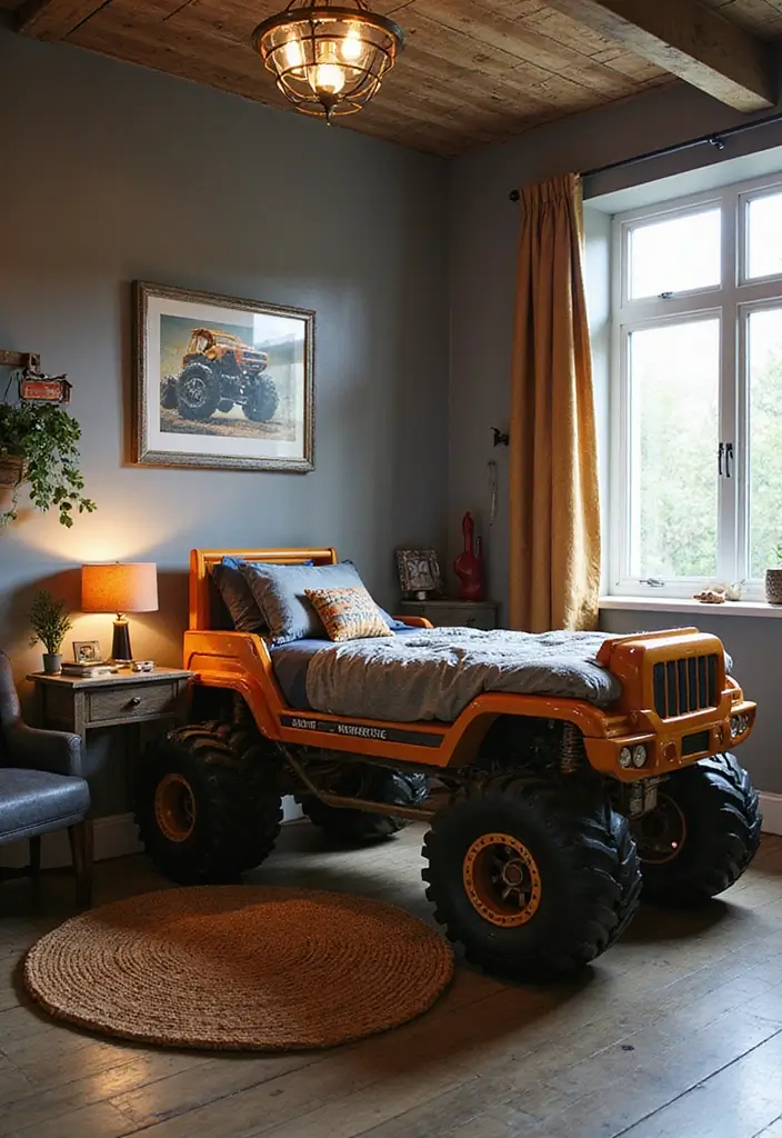 30 Monster Truck Bedroom Ideas That Kids Will Go Crazy For 10 30 Monster Truck Bedroom Ideas That Kids Will Go Crazy For - 9. Rugged Furniture Choices