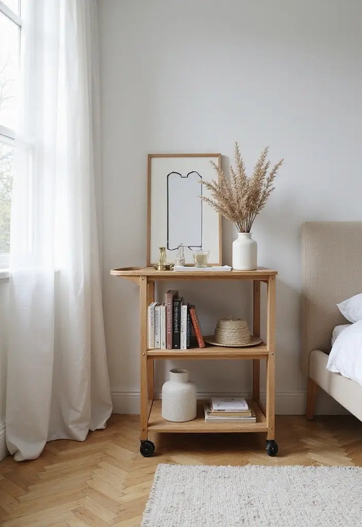 30 Organization Ideas for Bedroom That Keep Things Effortless 12 30 Organization Ideas for Bedroom That Keep Things Effortless - 11. Use a Rolling Cart
