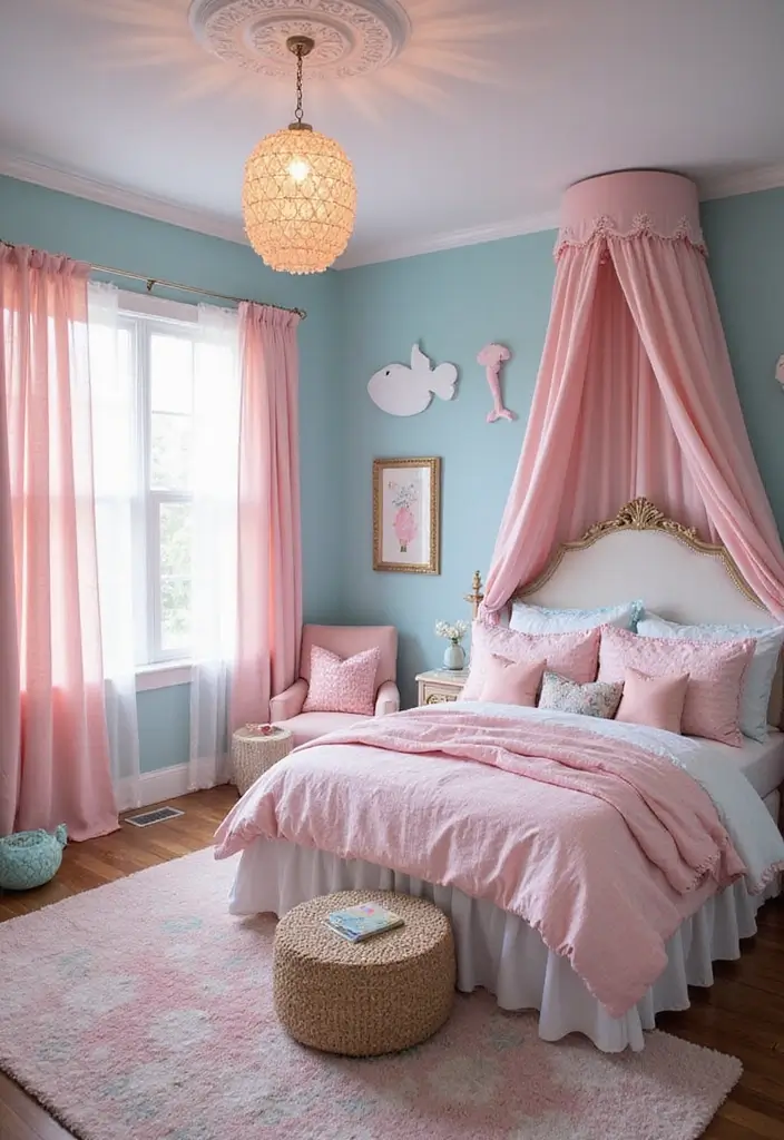30 Pink Bedroom Ideas for Kids That Are Adorable and Playful 17 30 Pink Bedroom Ideas for Kids That Are Adorable and Playful - 16. Fantasy Under the Sea