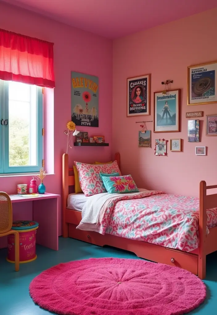30 Pink Bedroom Ideas for Kids That Are Adorable and Playful 20 30 Pink Bedroom Ideas for Kids That Are Adorable and Playful - 19. Retro 80s Vibe