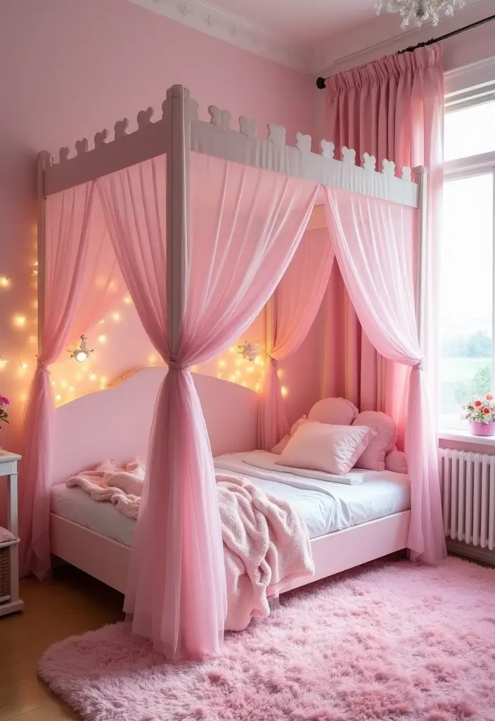 30 Pink Bedroom Ideas for Kids That Are Adorable and Playful 3 30 Pink Bedroom Ideas for Kids That Are Adorable and Playful - 2. Princess Castle Fantasy