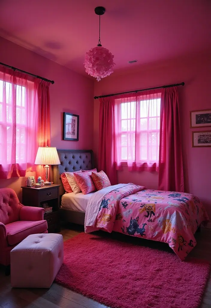 30 Pink Bedroom Ideas for Kids That Are Adorable and Playful 26 30 Pink Bedroom Ideas for Kids That Are Adorable and Playful - 25. Movie Theater Fun