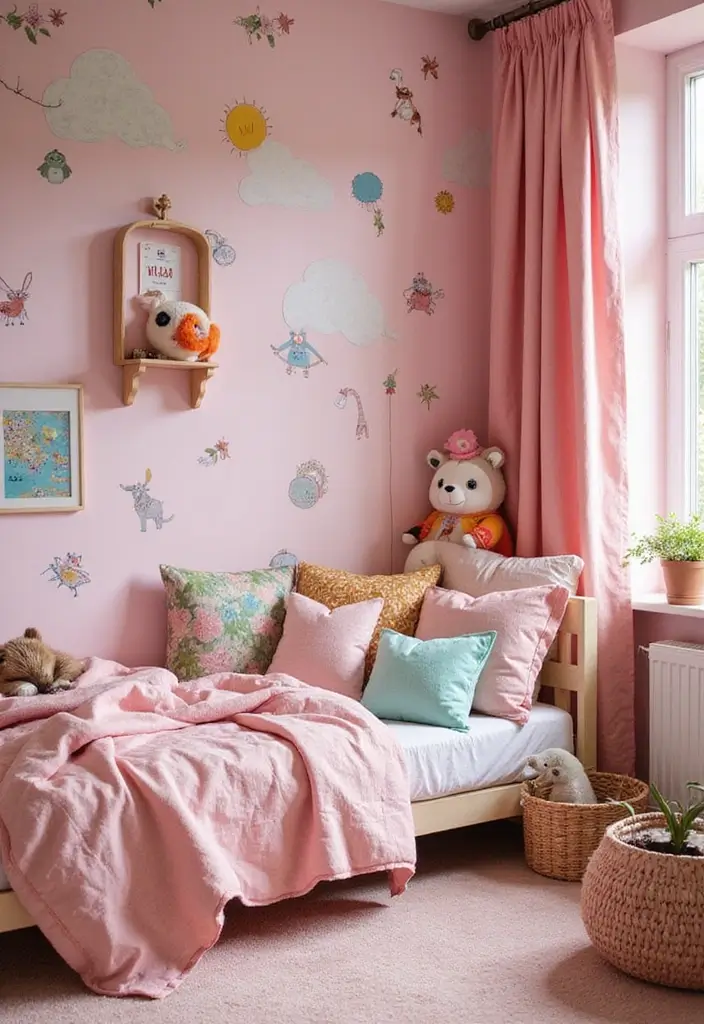 30 Pink Bedroom Ideas for Kids That Are Adorable and Playful 6 30 Pink Bedroom Ideas for Kids That Are Adorable and Playful - 5. Whimsical Animal Kingdom
