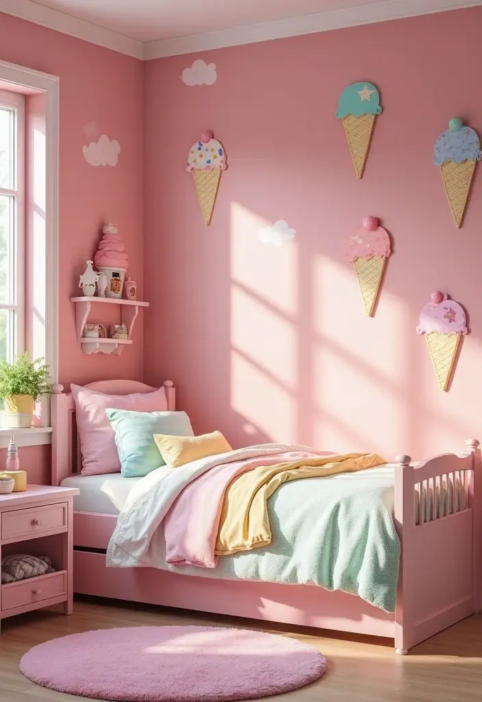 30 Pink Bedroom Ideas for Kids That Are Adorable and Playful 8 30 Pink Bedroom Ideas for Kids That Are Adorable and Playful - 7. Sweet Ice Cream Parlor