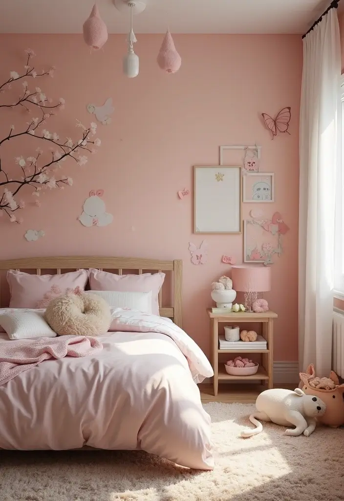 30 Pink Bedroom Ideas for Kids That Are Adorable and Playful 9 30 Pink Bedroom Ideas for Kids That Are Adorable and Playful - 8. Enchanted Woodland Retreat