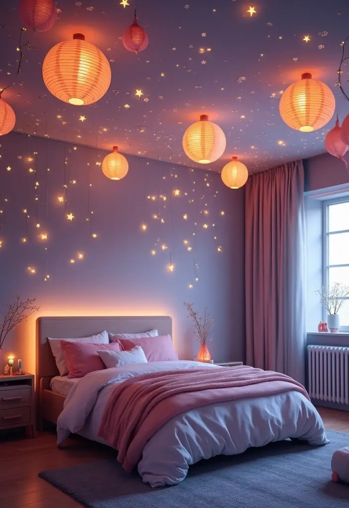 30 Toca Boca Big Family House Ideas Bedroom That Feel Fun & Cozy 18 30 Toca Boca Big Family House Ideas Bedroom That Feel Fun & Cozy - 17. Whimsical Ceiling Decor