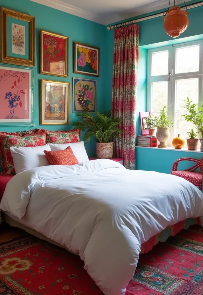 30 White Comforter Bedroom Ideas with Color That Feel Fresh & Inviting 13 30 White Comforter Bedroom Ideas with Color That Feel Fresh & Inviting - 12. Funky Patterns and Textiles