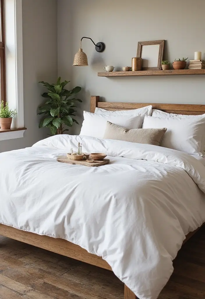 30 White Comforter Bedroom Ideas with Color That Feel Fresh & Inviting 17 30 White Comforter Bedroom Ideas with Color That Feel Fresh & Inviting - 16. Cozy Farmhouse Feel