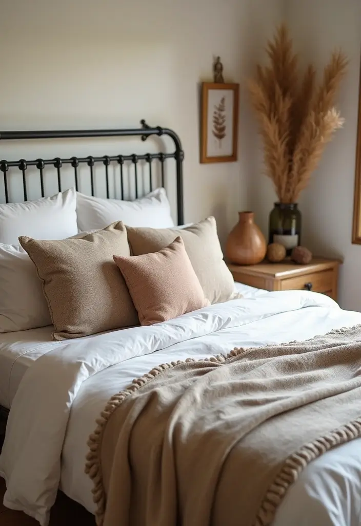30 White Comforter Bedroom Ideas with Color That Feel Fresh & Inviting 4 30 White Comforter Bedroom Ideas with Color That Feel Fresh & Inviting - 3. Rustic Charm with Earthy Hues