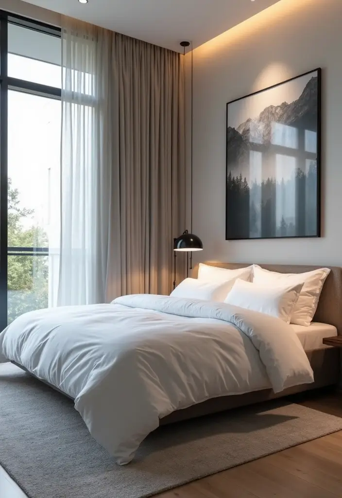 30 White Comforter Bedroom Ideas with Color That Feel Fresh & Inviting 31 30 White Comforter Bedroom Ideas with Color That Feel Fresh & Inviting - 30. Tech-Inspired Modern Look