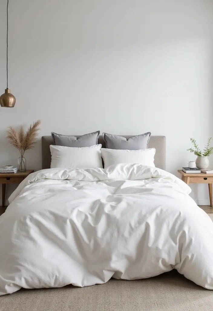30 White Comforter Bedroom Ideas with Color That Feel Fresh & Inviting 7 30 White Comforter Bedroom Ideas with Color That Feel Fresh & Inviting - 6. Modern Minimalist Approach